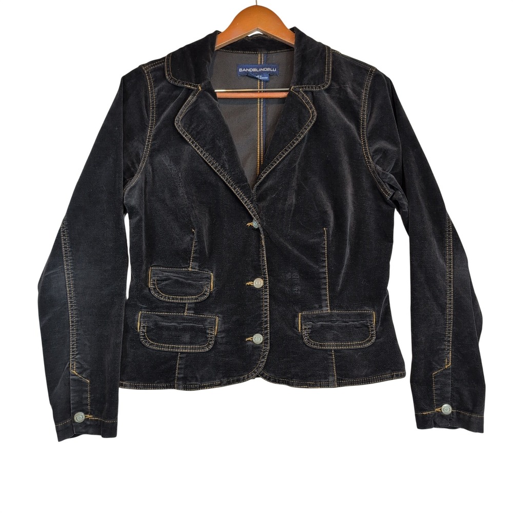 Black Velveteen Cropped Jacket Sz Lg Bandolinoblu Urban Work Fall School